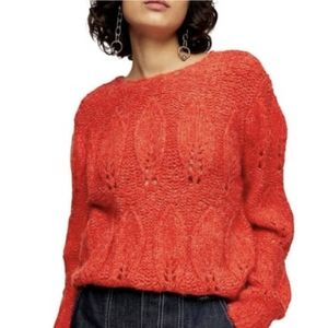 New without tags Topshop Orange Red Pullover Petal Pointelle Sweater Size Medium